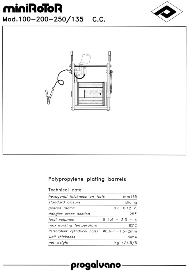 Mini Rotor Model 100-200-250 / 135, Click to Return to Menu